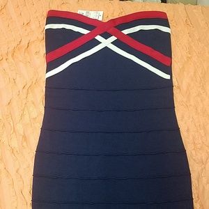 Strapless Navy Bodycon Cocktail Dress